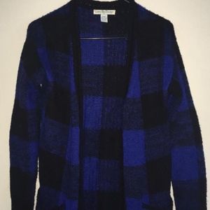 Black and Blue Plaid Cardigan